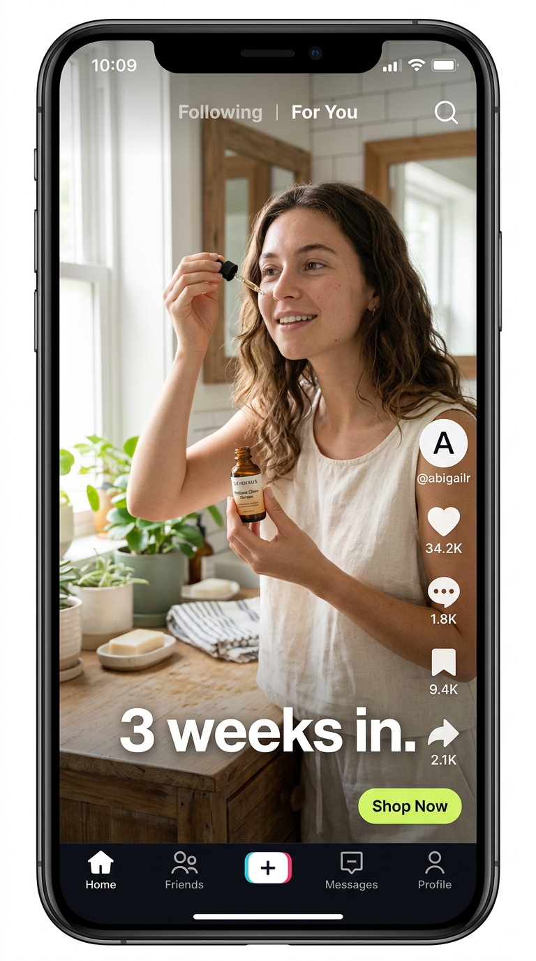 Sample TikTok ad for Aurelia Skincare